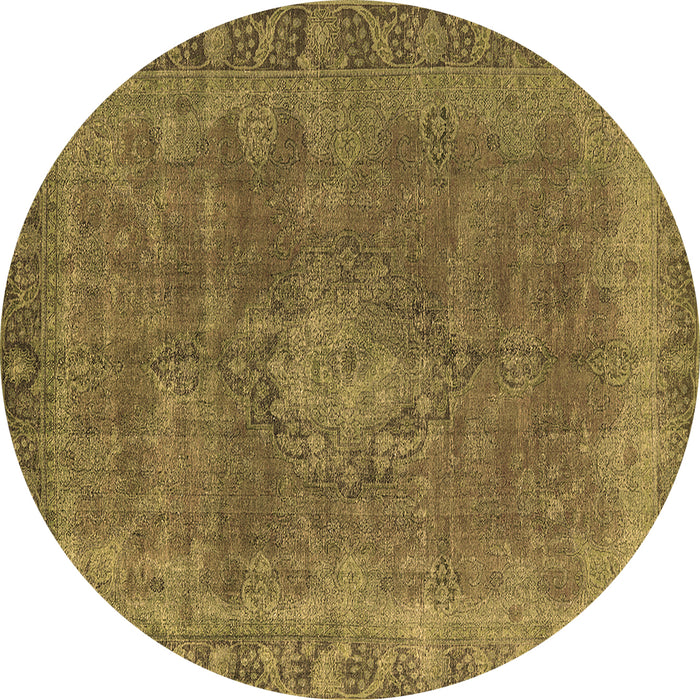 Round Oriental Brown Industrial Rug, urb953brn