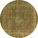 Round Oriental Brown Industrial Rug, urb953brn