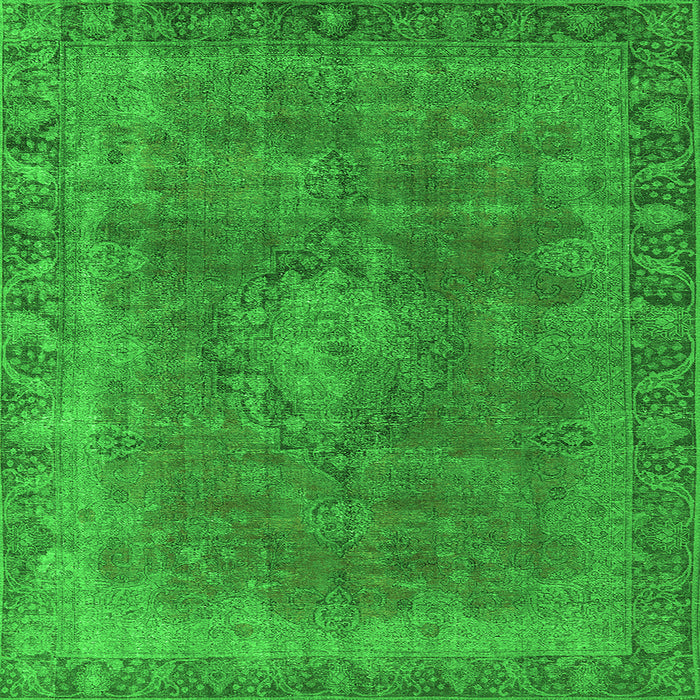 Square Machine Washable Oriental Green Industrial Area Rugs, wshurb953grn