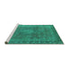 Sideview of Machine Washable Oriental Turquoise Industrial Area Rugs, wshurb953turq