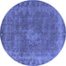 Round Oriental Blue Industrial Rug, urb953blu