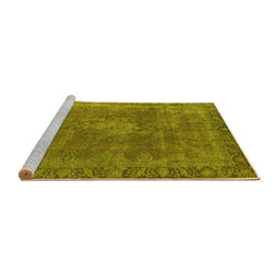 Sideview of Machine Washable Oriental Yellow Industrial Rug, wshurb953yw