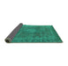 Sideview of Oriental Turquoise Industrial Rug, urb953turq