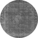 Round Machine Washable Oriental Gray Industrial Rug, wshurb953gry