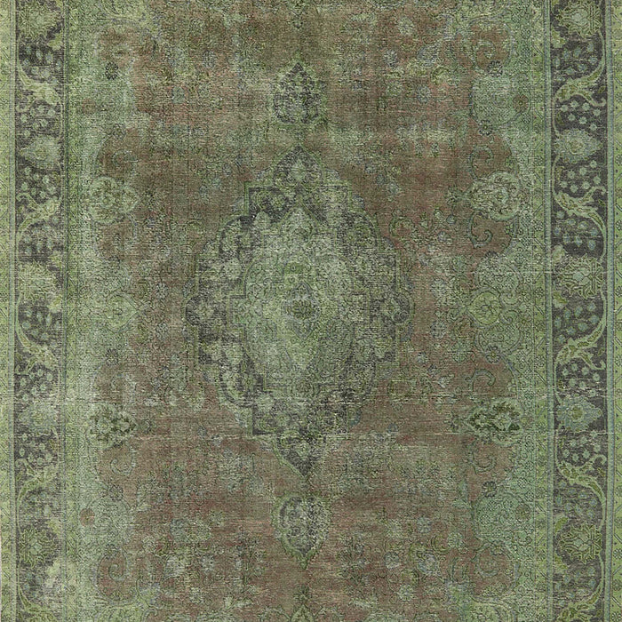Mid-Century Modern Dark Olive Green Oriental Rug, urb953