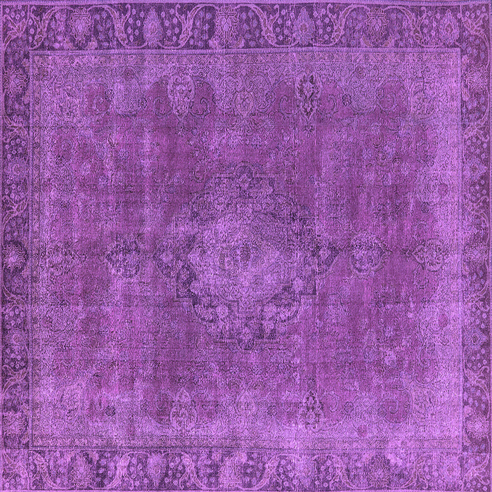 Square Machine Washable Oriental Purple Industrial Area Rugs, wshurb953pur