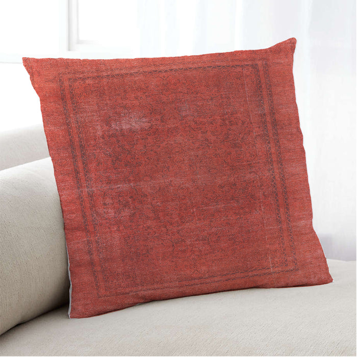 Lifestyle Image of Mid-Century Modern Urban Square Red Throw Pillow, 18 inch by 18 inch, pwurb954