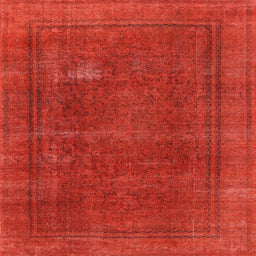 Square Machine Washable Industrial Modern Red Rug, wshurb954