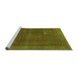 Sideview of Machine Washable Oriental Green Industrial Area Rugs, wshurb954grn
