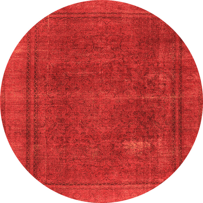 Round Machine Washable Oriental Orange Industrial Area Rugs, wshurb954org