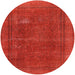 Round Machine Washable Industrial Modern Red Rug, wshurb954