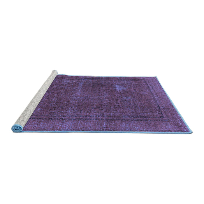 Sideview of Machine Washable Oriental Blue Industrial Rug, wshurb954blu