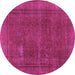Round Machine Washable Oriental Purple Industrial Area Rugs, wshurb954pur
