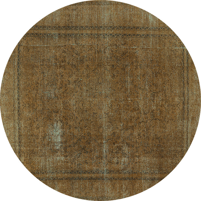 Round Oriental Turquoise Industrial Rug, urb954turq