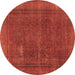 Round Oriental Brown Industrial Rug, urb954brn