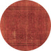 Round Machine Washable Oriental Brown Industrial Rug, wshurb954brn