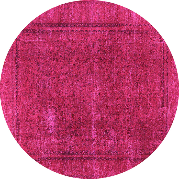 Round Machine Washable Oriental Pink Industrial Rug, wshurb954pnk