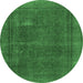 Round Oriental Emerald Green Industrial Rug, urb954emgrn