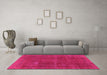 Machine Washable Oriental Pink Industrial Rug in a Living Room, wshurb954pnk