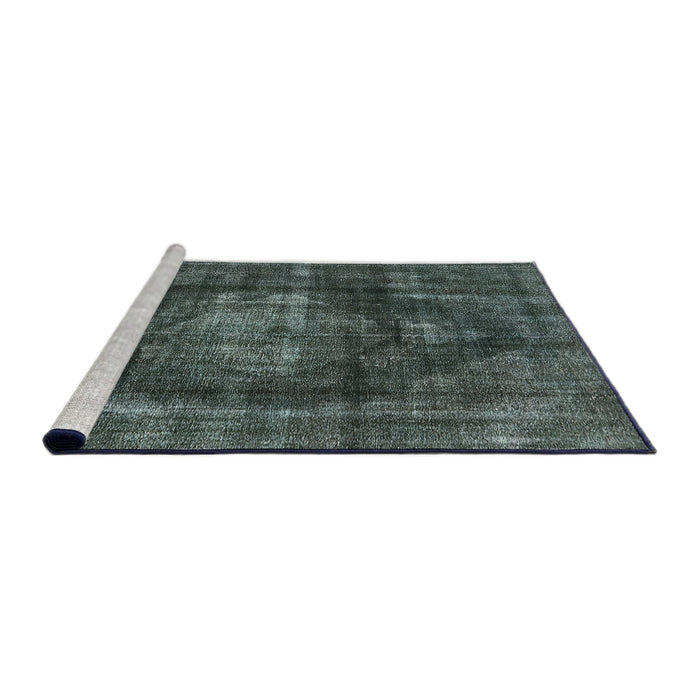 Sideview of Machine Washable Industrial Modern Grayish Turquoise Green Rug, wshurb955