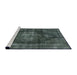 Sideview of Machine Washable Industrial Modern Grayish Turquoise Green Rug, wshurb955