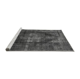 Sideview of Machine Washable Oriental Gray Industrial Rug, wshurb955gry