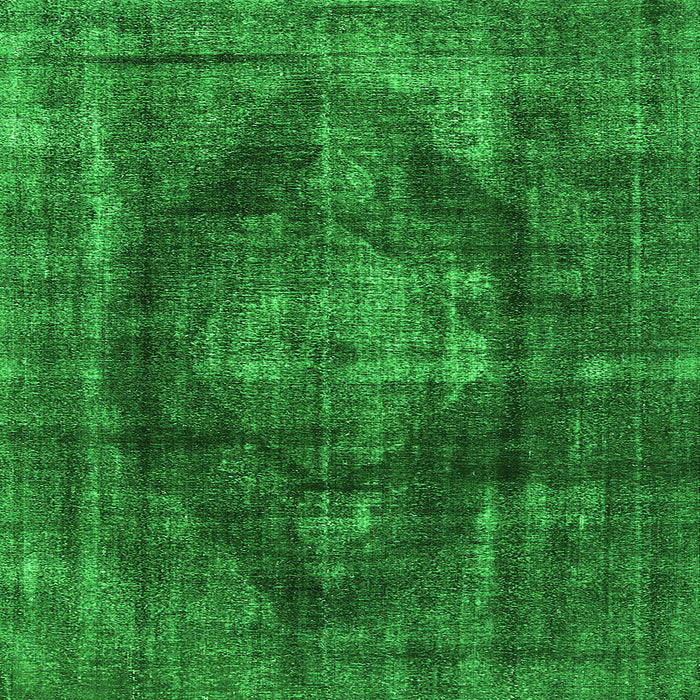 Square Machine Washable Oriental Green Industrial Area Rugs, wshurb955grn