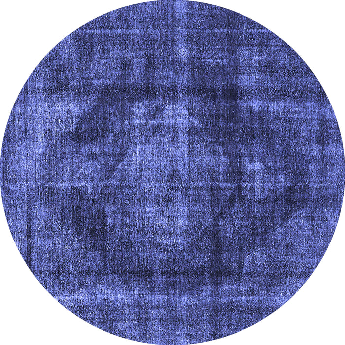 Round Oriental Blue Industrial Rug, urb955blu
