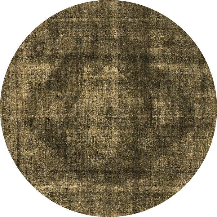 Round Oriental Brown Industrial Rug, urb955brn