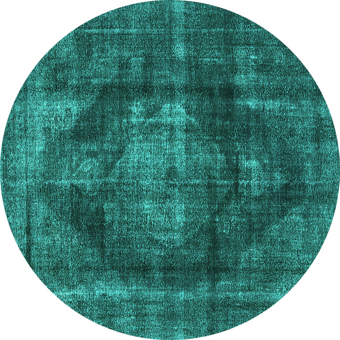 Round Oriental Turquoise Industrial Rug, urb955turq