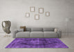 Machine Washable Oriental Purple Industrial Area Rugs in a Living Room, wshurb955pur