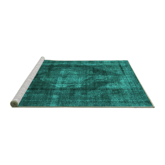 Sideview of Machine Washable Oriental Turquoise Industrial Area Rugs, wshurb955turq