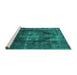 Sideview of Machine Washable Oriental Turquoise Industrial Area Rugs, wshurb955turq