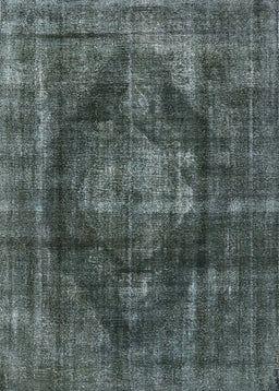 Mid-Century Modern Grayish Turquoise Green Oriental Rug, urb955