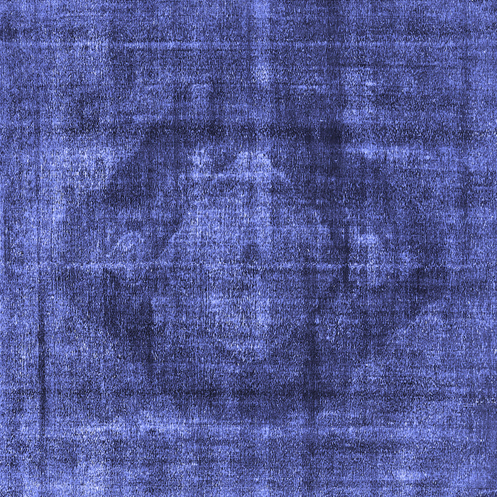 Square Machine Washable Oriental Blue Industrial Rug, wshurb955blu