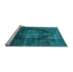 Sideview of Machine Washable Oriental Light Blue Industrial Rug, wshurb955lblu