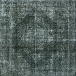 Square Machine Washable Industrial Modern Grayish Turquoise Green Rug, wshurb955