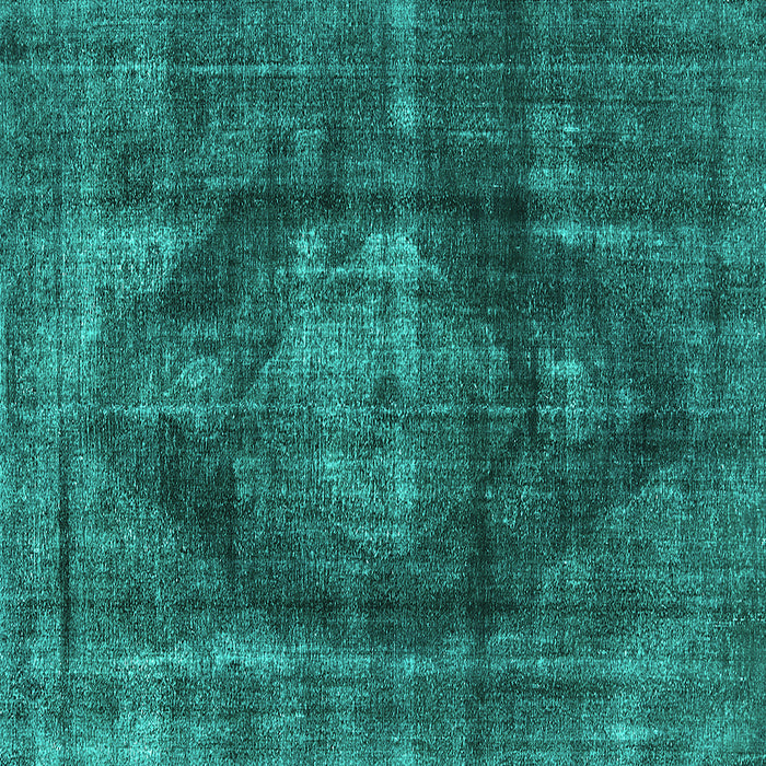 Square Machine Washable Oriental Turquoise Industrial Area Rugs, wshurb955turq