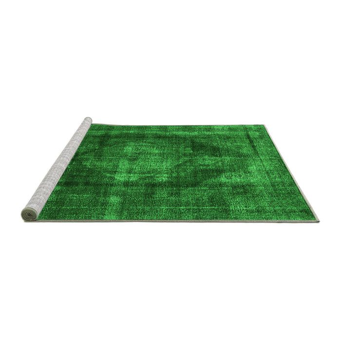 Sideview of Machine Washable Oriental Green Industrial Area Rugs, wshurb955grn