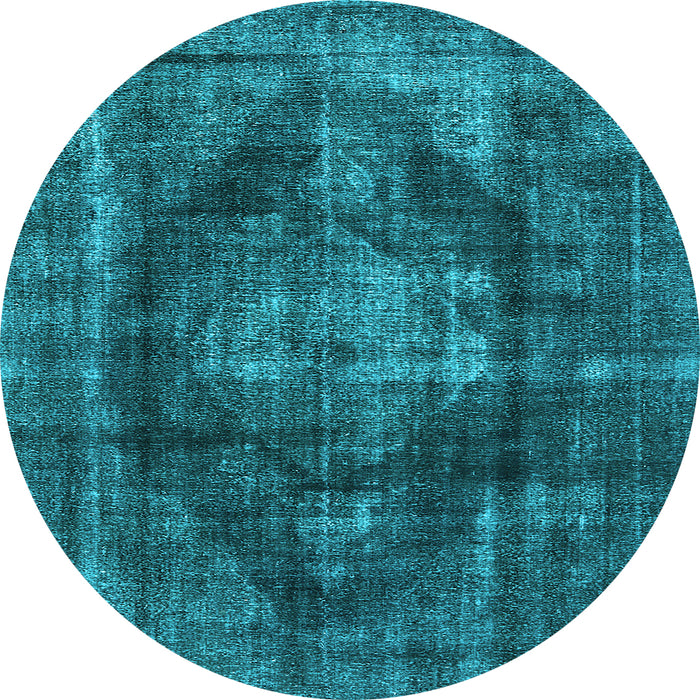 Round Machine Washable Oriental Light Blue Industrial Rug, wshurb955lblu