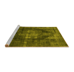 Sideview of Machine Washable Oriental Yellow Industrial Rug, wshurb955yw
