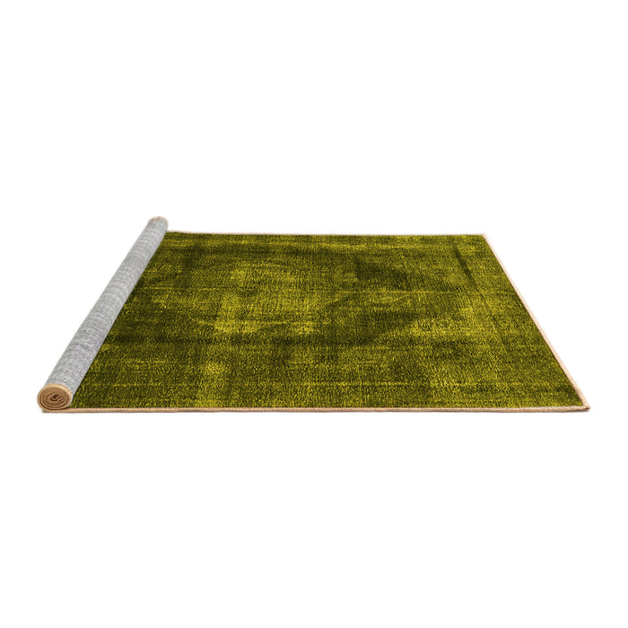 Sideview of Machine Washable Oriental Yellow Industrial Rug, wshurb955yw