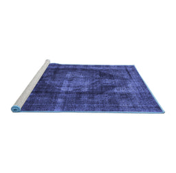 Sideview of Machine Washable Oriental Blue Industrial Rug, wshurb955blu