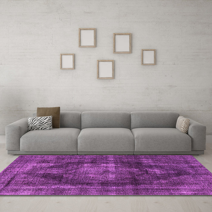 Machine Washable Oriental Pink Industrial Rug in a Living Room, wshurb955pnk