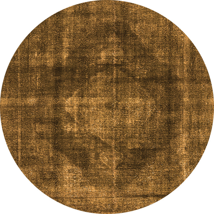 Round Machine Washable Oriental Orange Industrial Area Rugs, wshurb955org