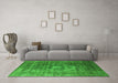 Machine Washable Oriental Green Industrial Area Rugs in a Living Room,, wshurb956grn