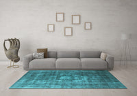 Machine Washable Oriental Light Blue Industrial Rug, wshurb956lblu