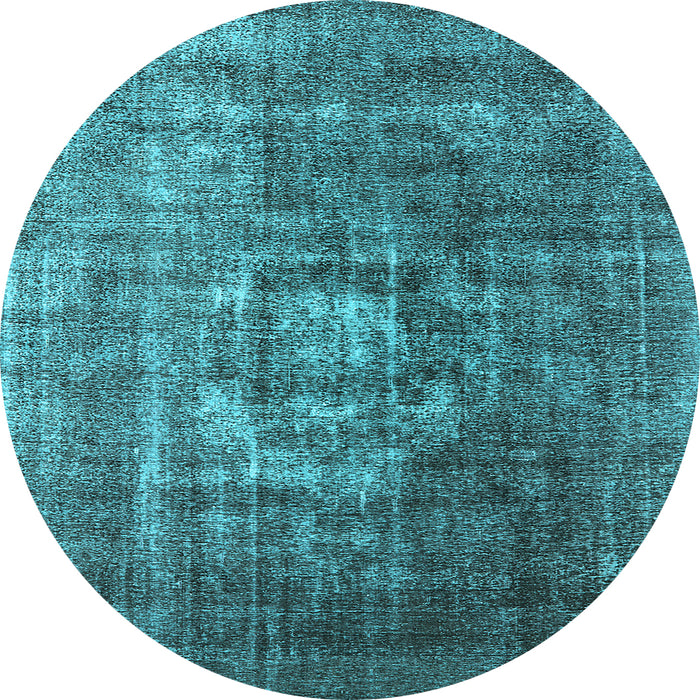 Round Machine Washable Oriental Light Blue Industrial Rug, wshurb956lblu