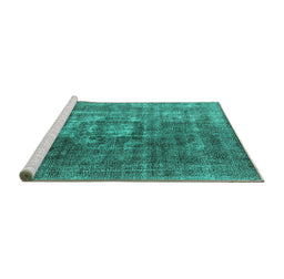 Sideview of Machine Washable Oriental Turquoise Industrial Area Rugs, wshurb956turq