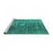 Sideview of Machine Washable Oriental Turquoise Industrial Area Rugs, wshurb956turq